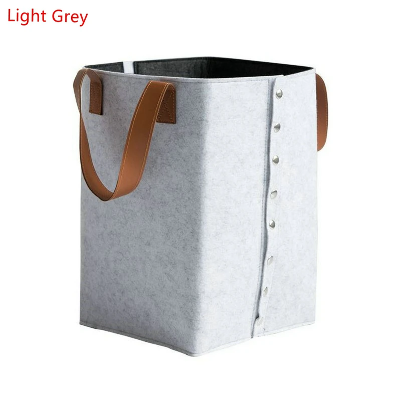 Felt Storage Basket With Open Buttons Dirty Clothes Laundry Basket Foldable Organizer Hamper - Image 6