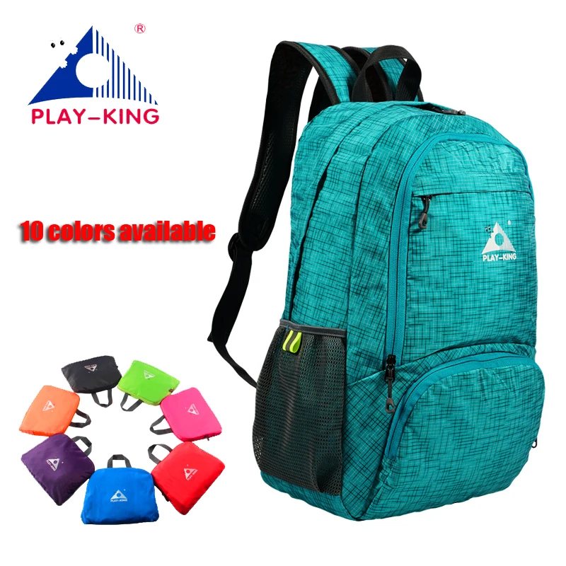 PLAYKING-Mochila de Nylon Dobrável, Leve, Multicolor, Impermeável, Esporte, Acampamento, Caminhada, Viagem, Ao ar livre