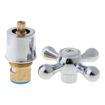 Juego de grifería de cobre con mango cruzado para fregadero de baño, juego de accesorios para fregadero de cocina, mezclador de agua