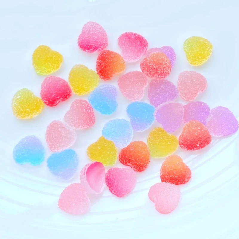 50Pcs Resin Cute Mini Imitation 10mm Heart-Shaped Fudge Flatback  Scrapbook Kawaii DIY Embellishments Accessories L79