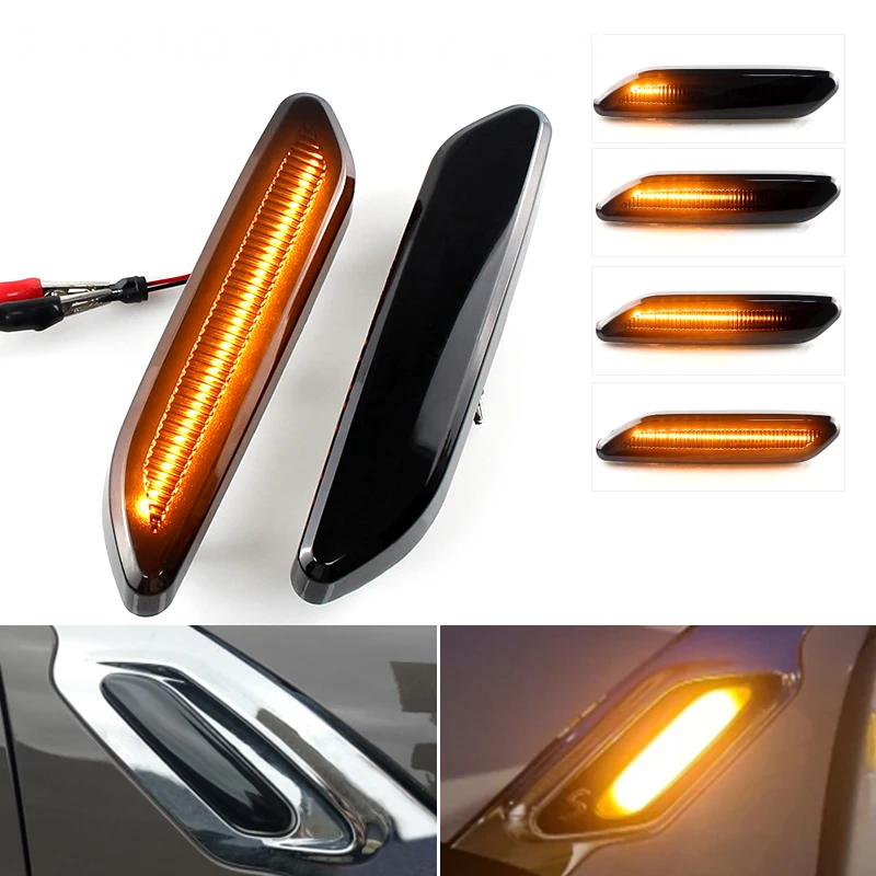 2PCS For BMW MINI COOPER R60 R61 COUNTRYMAN PACEMAN Dynamic scroll flashing LED Side Marker Indicator Lamp Turn Signal Lights