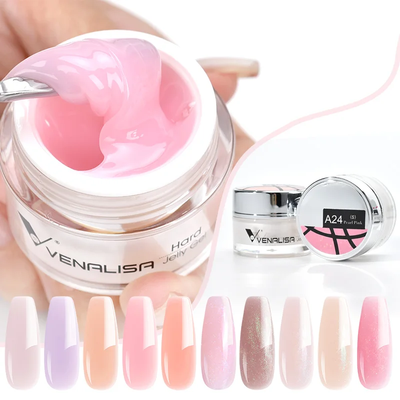 50ml VENALISA Schnelle Builder Gelee UV Bau Gel Verlängerung Camouflage Gel Lack Glitter Farbe Tränken Weg Vom UV LED Französisch gel – Detail 4