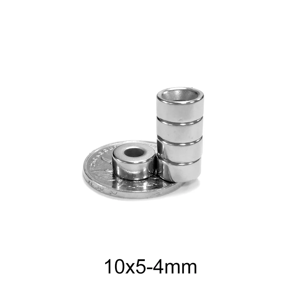 10~200PCS 10x5-4 Stong Neodymium Magnets Disc 10x5 mm Hole 4mm Minor Diameter Magnet Round Countersunk Magnetic 10*5-4 mm 10*5