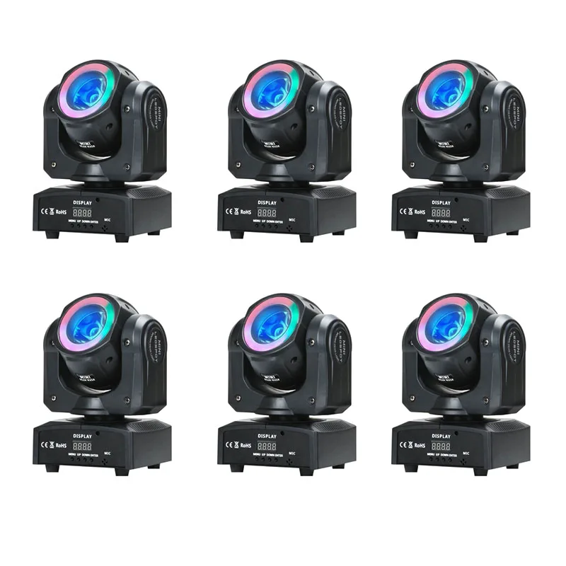 

6pcs/lot 60W Led Moving Head Beam Light RGBW 4 IN1 Tyanshine with 5050 SMD RGB Ring Belt 16/21 CH 8 Degree Beam Angle CE ROHS