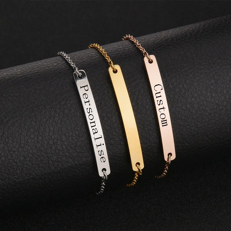 Engraving Name Couple Bracelet Personalized letter Number Stainless Steel Adjustable Bracelet For Men Women Fashion Jewelry Gift