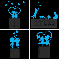 Cartoon Cat Fairy Luminous Stickers Kids Room Wall Bedroom Switch Home Decor Laptop Phone Fridge Car Window Bumper Vinyl Decals