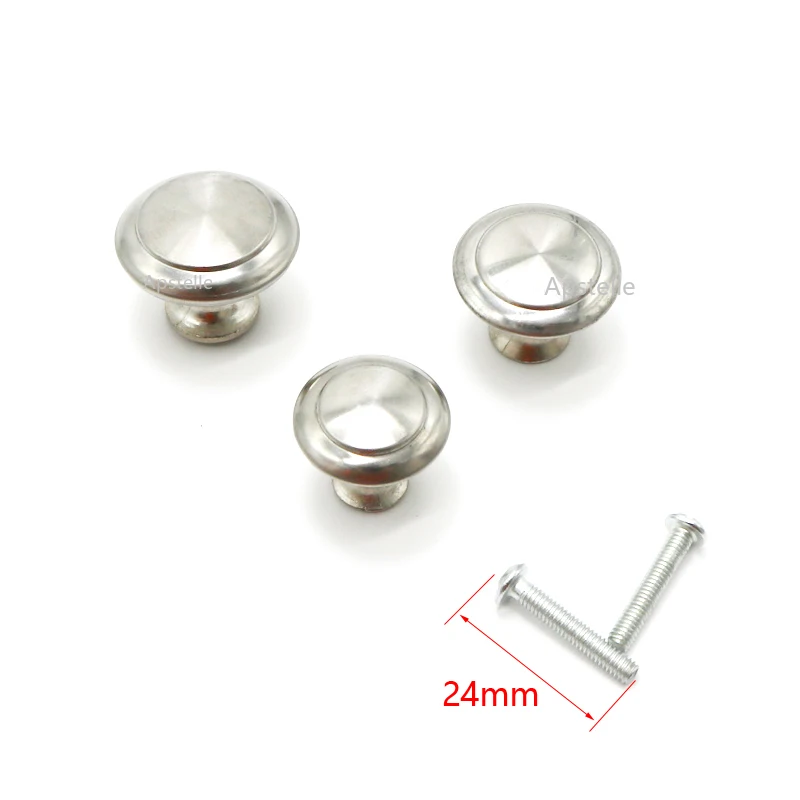 PQB Diameter 23mm 27mm Zinc Satin Nickel Cabinet Pull Cupboard Drawer Handle Knobs Wardrobe Handle With Screw Furniture Hardware