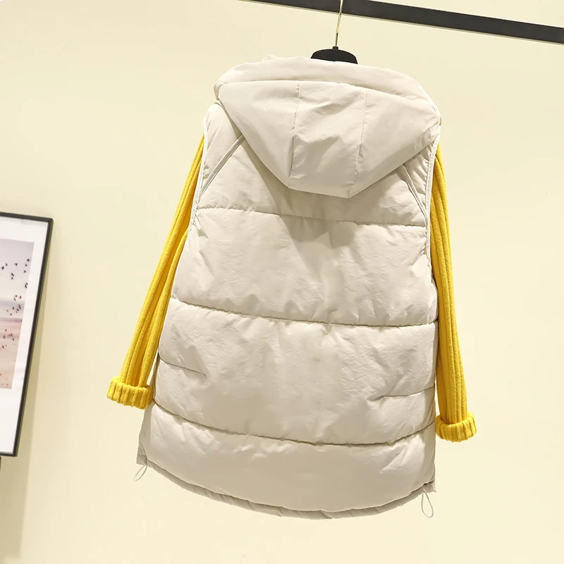 winter warm Vest Women Fashion Hooded Cotton Waistcoat Casual Winter Sleeveless Jacket female outwear