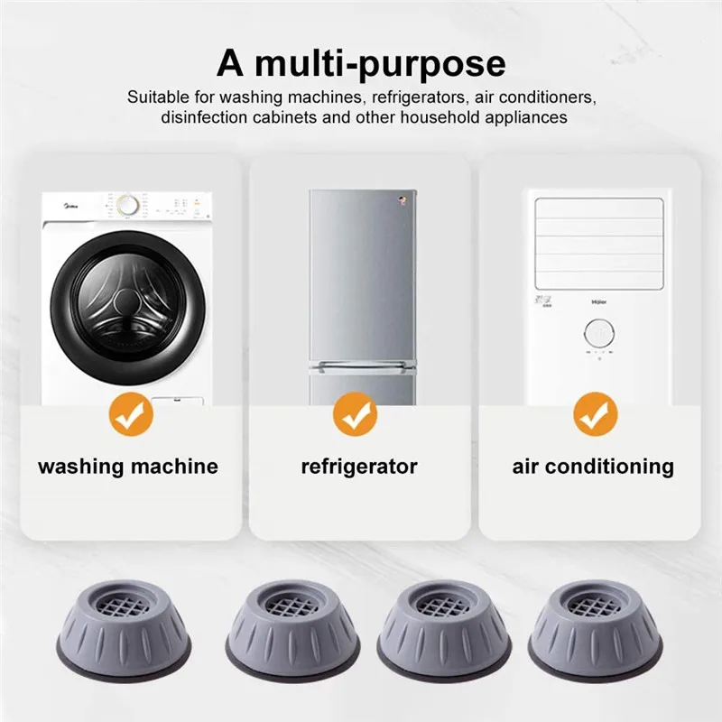 4Pcs Anti Vibration Feet Pads Rubber Legs Slipstop Silent Skid Raiser Mat For Washing Machine Support Dampers Stand Accessories