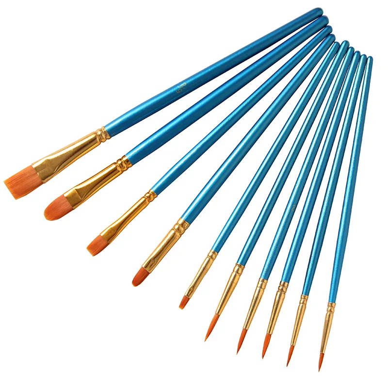 20 Pearl Blue Brushes with 6 10-hole Round Palettes Combined with 26-piece Set Paint Brush