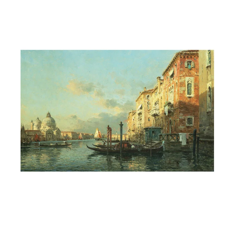 

Resorts Vintage Water Town Venice Seascape Oil Painting on Canvas Print Poster Cuadros Modern Wall Art Pictures for Living Room