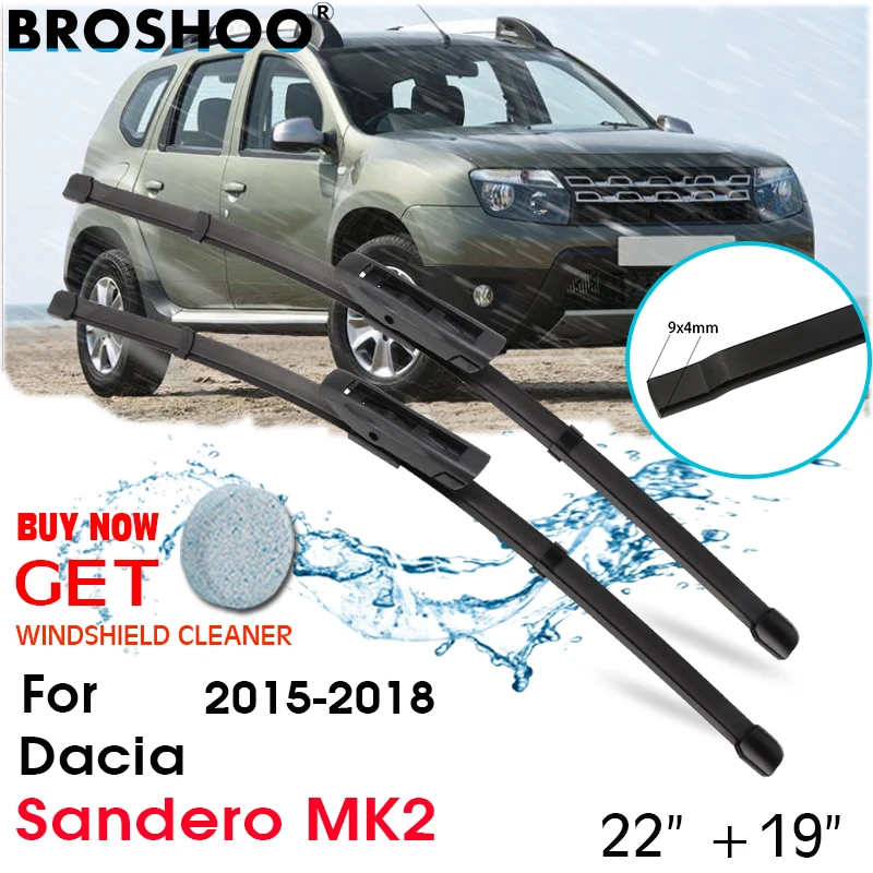 

Car Wiper Blade Front Window Windscreen Windshield Wipers Blades Auto Accessories For Dacia Sandero MK2 22"+19" 2015-2018