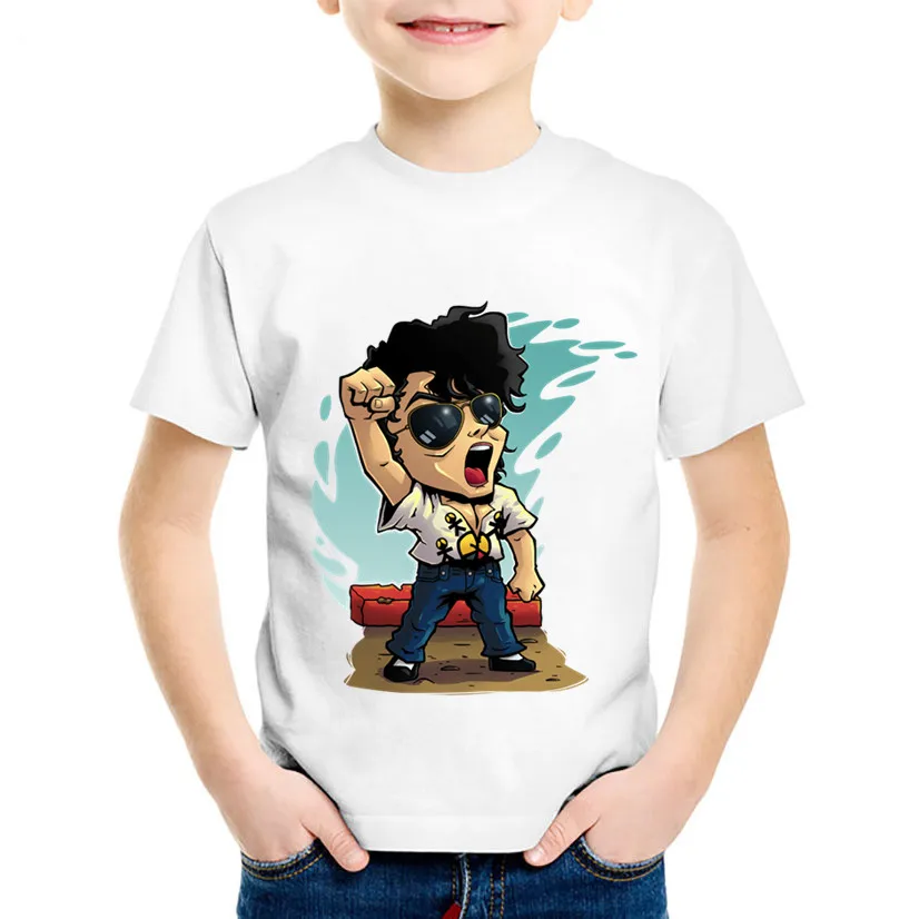 Children Cartoon Michael Jackson Funny T shirt Kids Rock N Roll Summer Tops Baby Boys/Girls Casual Clothes,oHKP5144