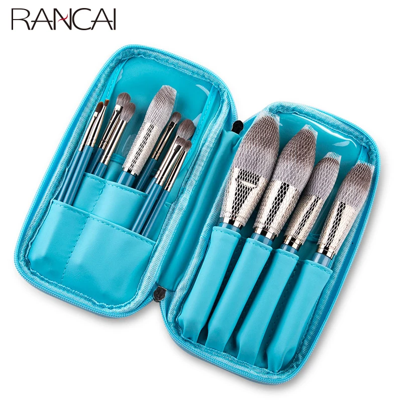 RANCAI Makeup Brushes Set 13pcs with Leather Bag Foundation Powder Blush Eyeshadow Eyebrow Brush Soft Hair Cosmetic Makeup Tool