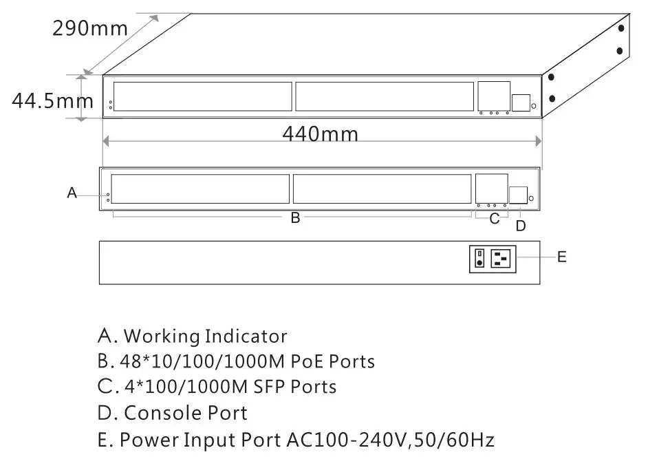 Ccctv商用ポeスイッチギガビット電源スイッチ48ポートファイバーイーサネットスイッチ48v