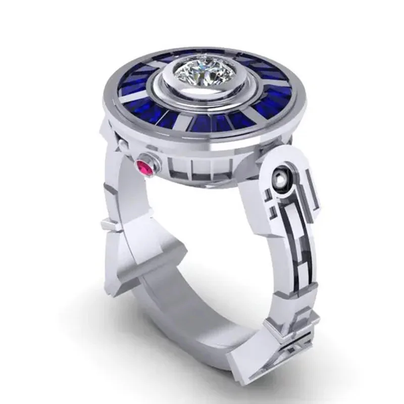 New luxury exquisite  robot UFO shape geometric jewelry ladies engagement wedding Valentine's Day gift ring