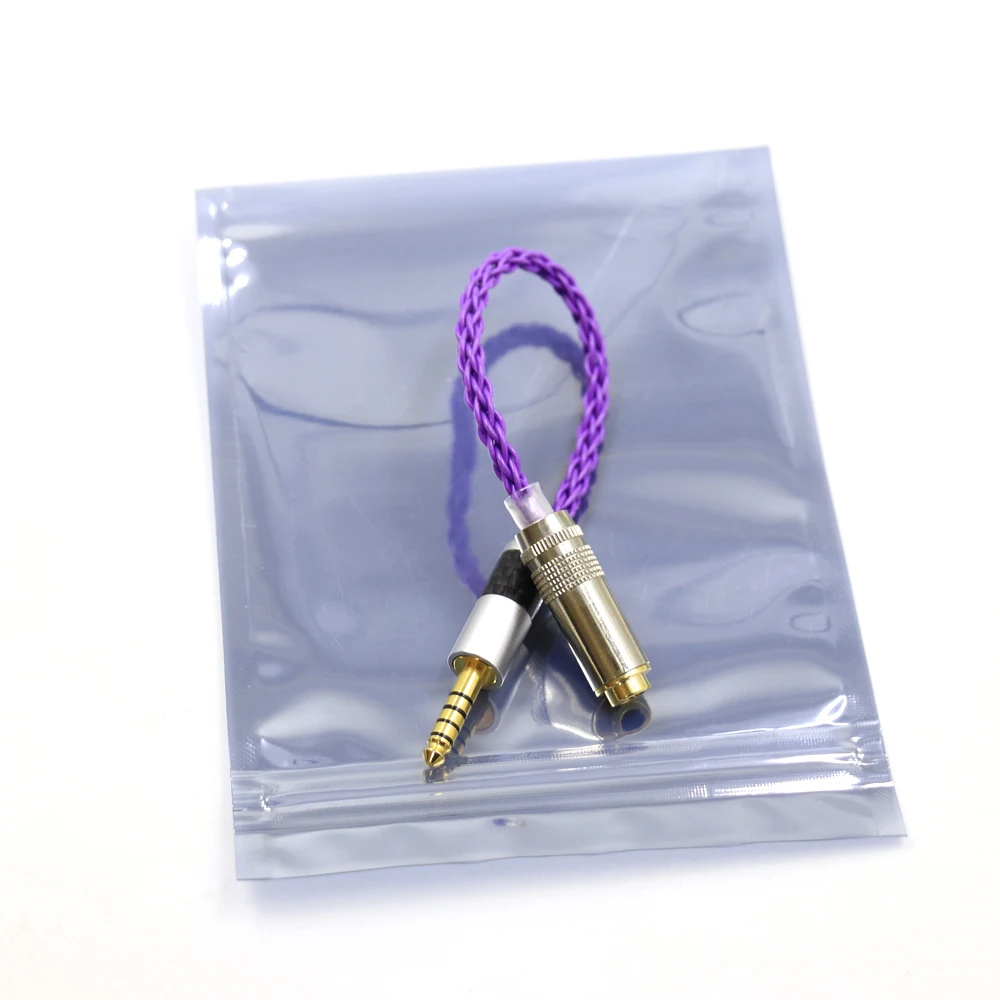 Cable de Audio morado Thouliess, Cable de 4,4 macho a 4,4 hembra, adaptador equilibrado hecho a mano para reproductor de música MP3 HIfi