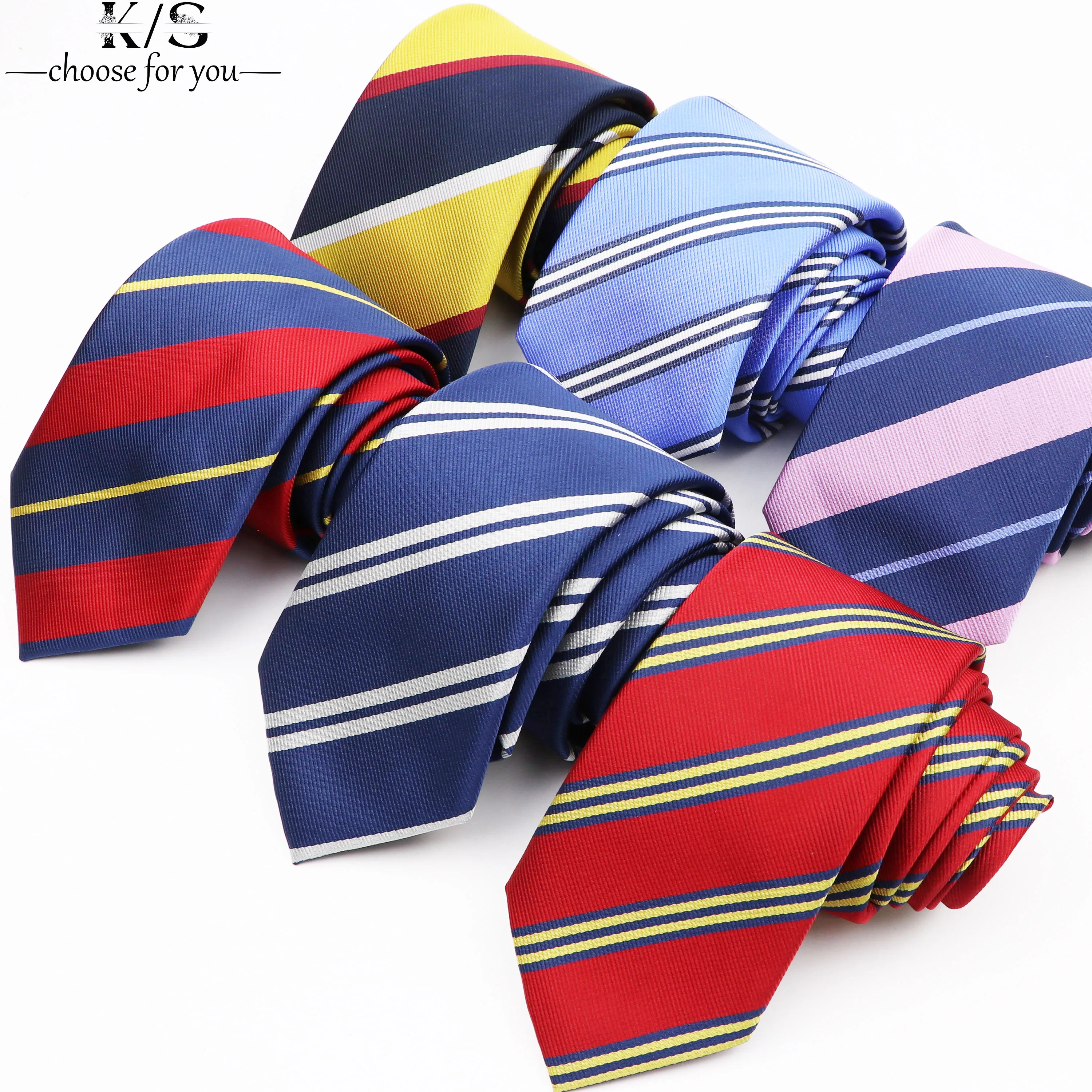 Men Ties Fashion Classic Stripe Yellow Red Blue Wedding Party Ties Bussiness Gift Jacquard Daily Wear 7cm Shirt Accessories