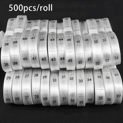 500 pz/rotolo abbigliamento numero taglia etichetta abbigliamento bianco T-Shirt vestito panno etichetta in tessuto etichetta 25/26/27/28/29/3035*12mm