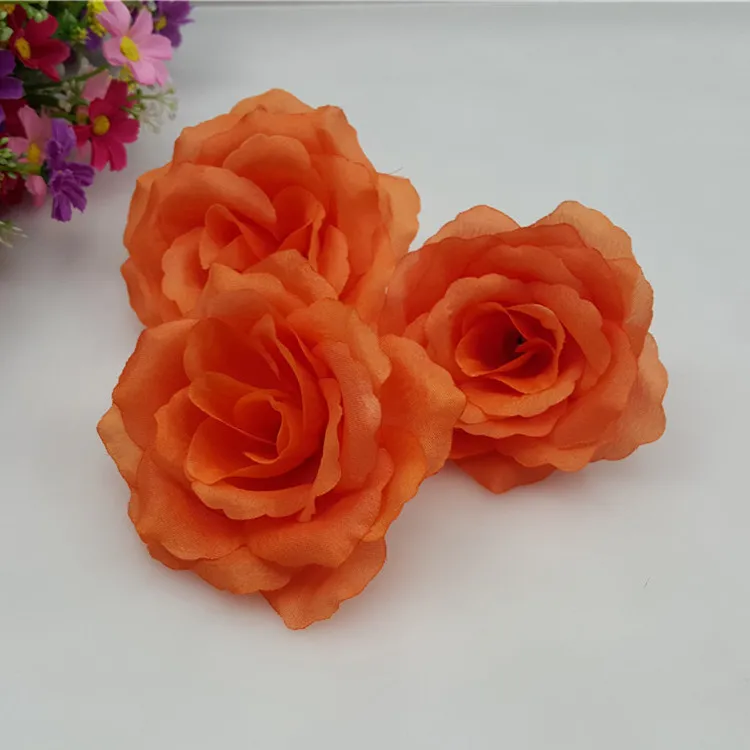 10cm Coral Powder Pink Artificial Rose Silk Flower Heads Decorative Flowers Wedding Party Banquet Decoration Can Mix 10Pcs/Lot