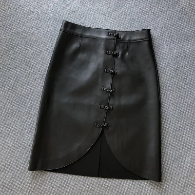 Top brand Spring 2020 Women Genuine Real Sheep Leather Skirt E6  high quality