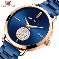 MINI FOCUS-relojes de cuarzo para mujer, cronógrafo de acero inoxidable, resistente al agua, caja de regalo