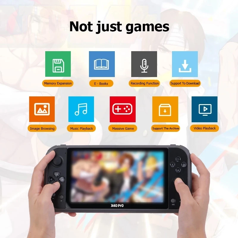 X40 pro handheld retro vídeo game console hd video game 7 polegada duplo rocker mp4 jogador tf cartão para jogos gba/nes