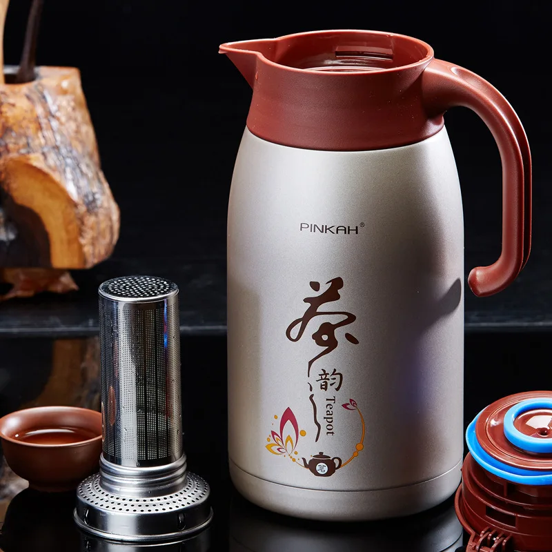 PINKAH Hot Sale 1L/1.5L Household Coffee Thermos Business Office Vacuum Teapot 304 Stainless Steel Travel Insulation Kettle