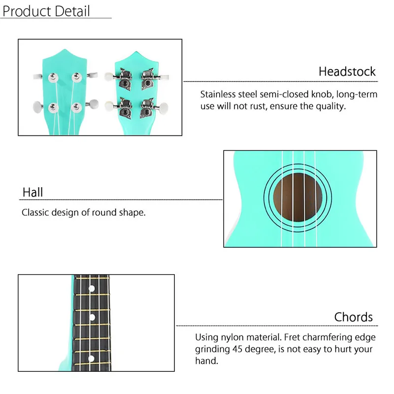 21 Inch Soprano Ukulele 4 Strings Hawaiian Guitar Musical Instruments Ukulele Soprano Guitar with Gig Bag Tuner