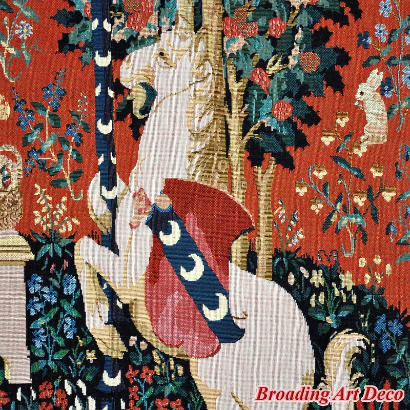 SMELL - The Lady & the Unicorn Medieval Tapestry Wall Hanging Jacquard Weave Gobelin Home Art Decoration Cotton 100% 139*105cm