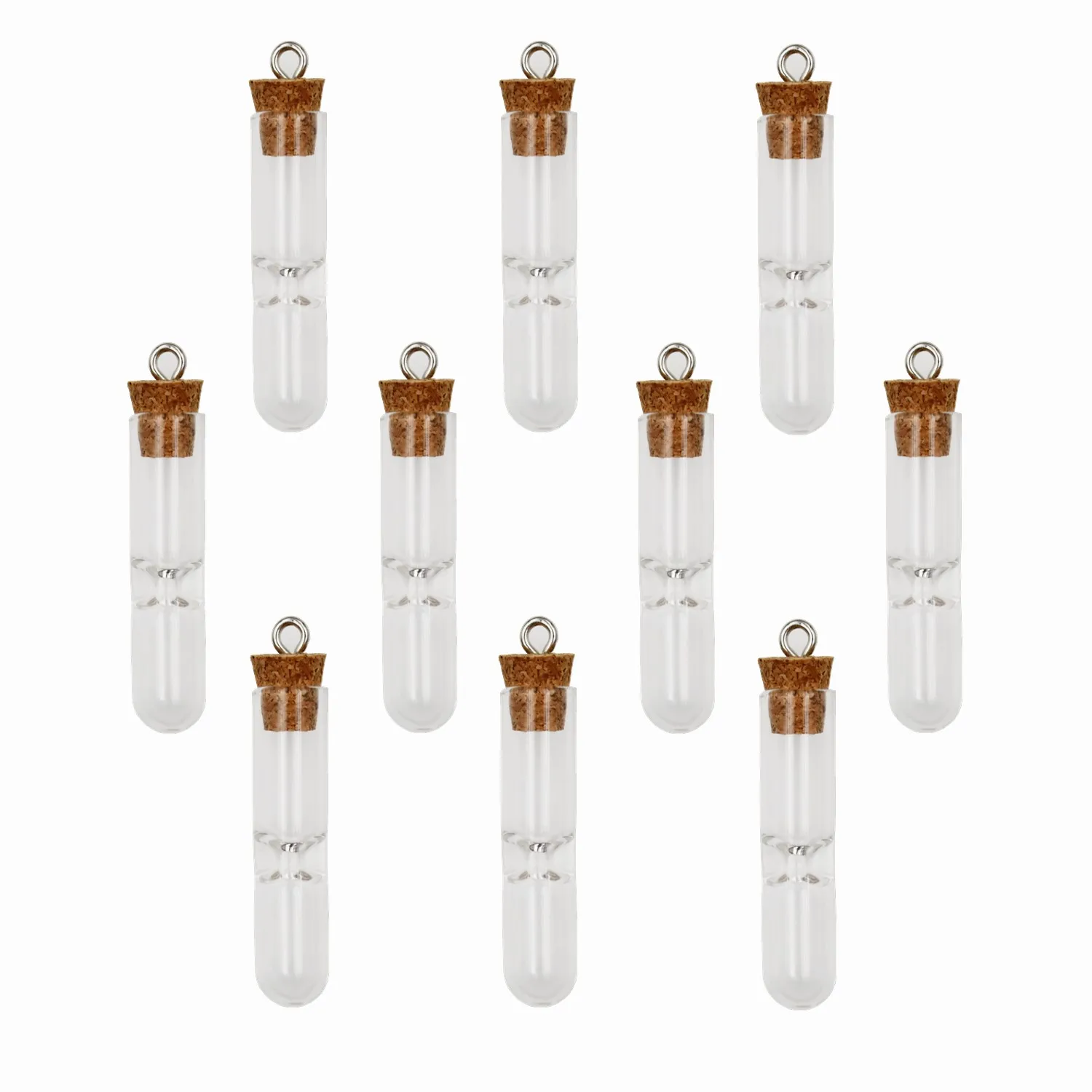 SNASAN 8pieces Glass Hourglass Glass Bottle With Cork Eye Pin Jewelry Findings Set Pendant Necklace Pendant Glass Charms DIY