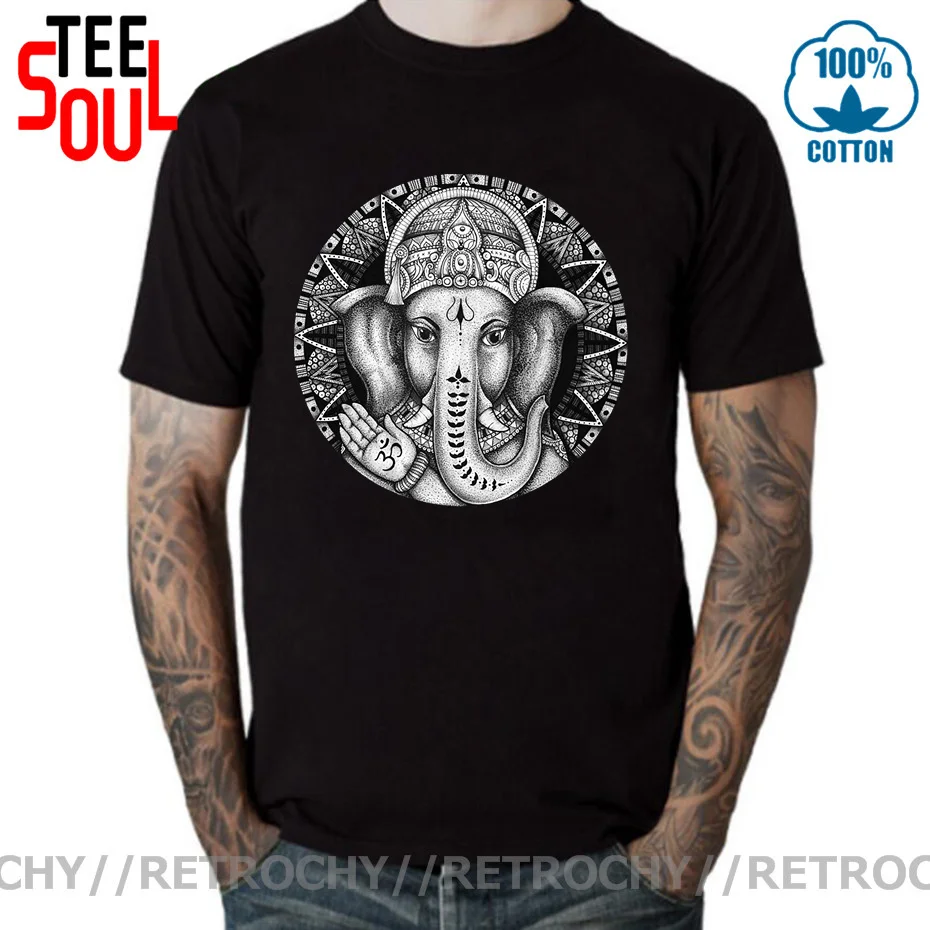 Retrochy Vintage Hindu Ganesha Mandala T-shirt 3D Print Indian Shiva God of Wisdom Ganesha T shirts Men Women Harajuku Tee Shirt