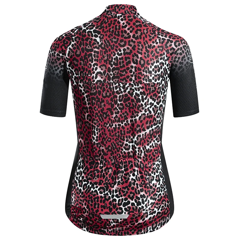 NEW Summer Woman Leopard Cycling Jersey Bike Wear Sport Shirt Sleeve Riding Clothing