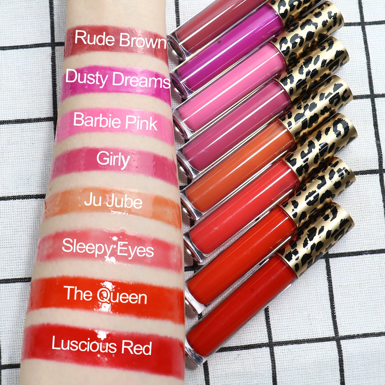 50PCS Private Label Lip Gloss Glitter rossetto impermeabile Vegan Lipgloss luminoso nudo chiaro nessun Logo trucco labbra lucido all'ingrosso