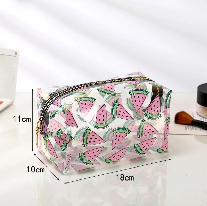 Waterproof Transparent Fruit Cosmetic Cute Bags Storage Pouch Makeup Organizer Clear Case Toiletry Bag PVC Zipper Travel