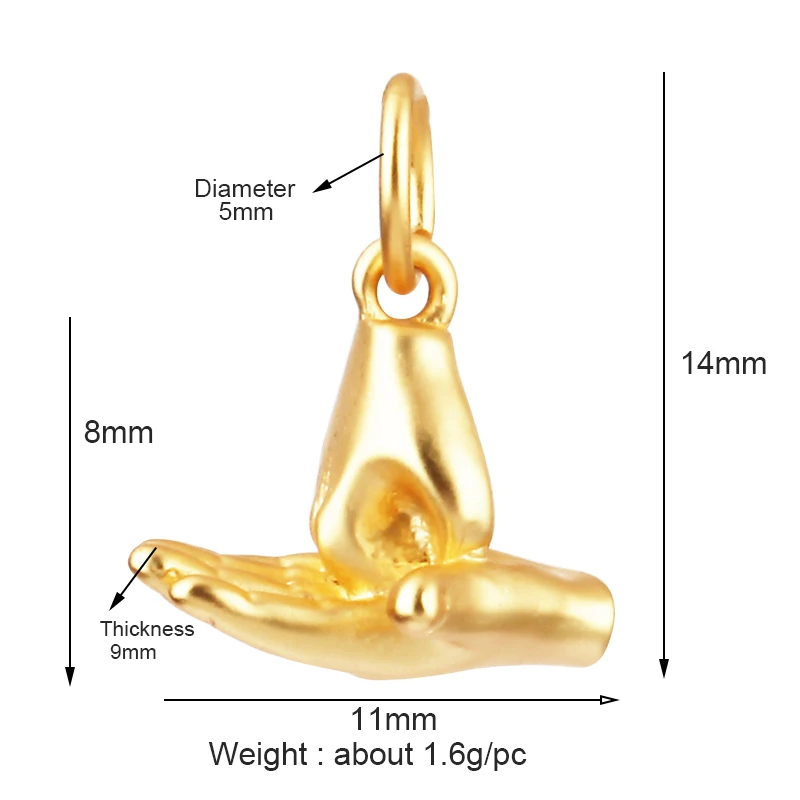 Hand Gesture Finger Sign Language Charm Pendant,Brass Based,Gold Plated Jewelry Necklace Bracelet Making Wholesale Supplies L14