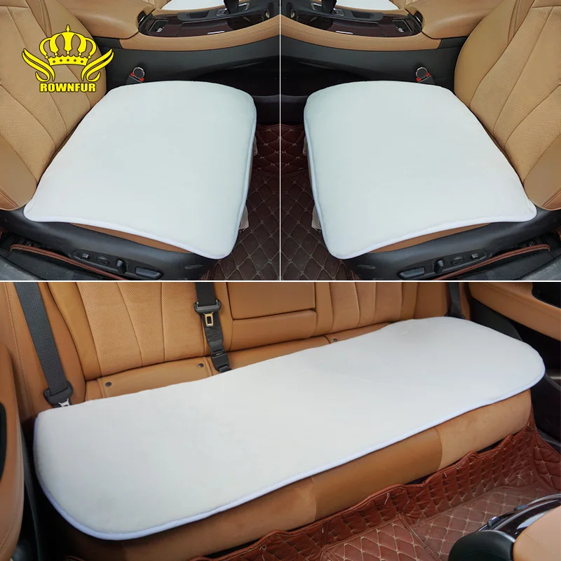 ROWNFUR Universal Fur Seat Covers For Car Seat Home Chair Sofa Warm Artificial Plush Seat Cushion Auto Interior Accessories Mats