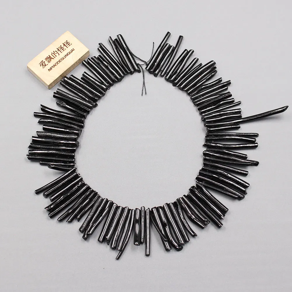 APDGG Natural 2-5x37-39mm Top Drilled Black Coral Double Stick Points Crown Crystal Beads