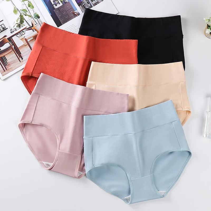 High waisted women's panties plus size XXXXL soft cotton warmth comfortable autumn winter underwear