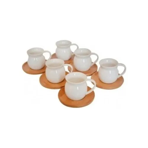 Heart Bamboo Dish Porcelain 12 Piece Navel White Coffee Cup Suit