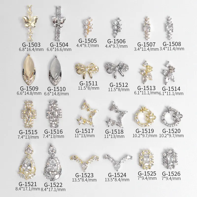 

10pcs/lot 3D Bow Star Zircon Crystals Alloy Rhinestones Jewelry Nail Art Decorations Nails Accessories Charms Supplies G1503