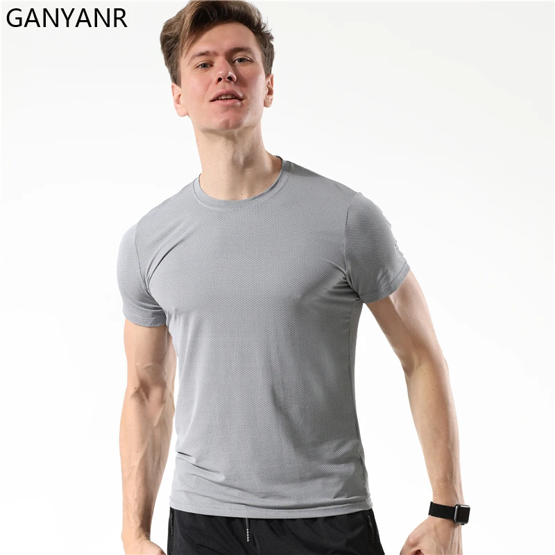 

GANYANR Dry Fit Men Running T Shirts Gym Sport Fitness Crossfit Rashguard Training Football Workout Tees Bodybuilding Tracksuit