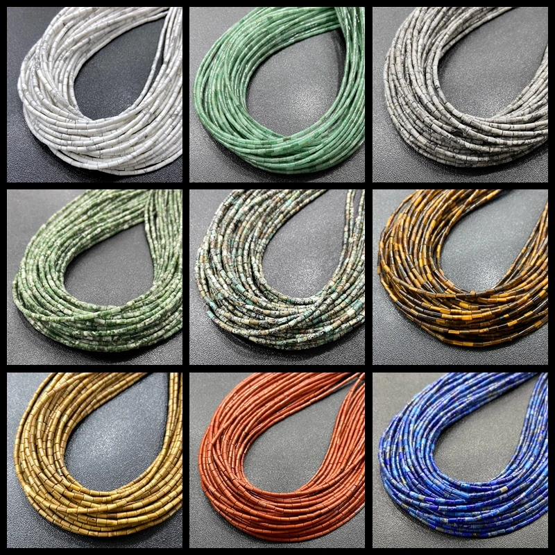 2x4mm Beads Small Size Natural Stone Loose Cylindrical Spacer Seed Tube Beads For DIY Jewelry Making Spacer Beads Whosale 15.5\
