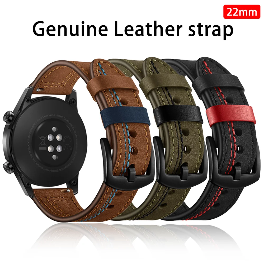

Ремешок из натуральной кожи для Samsung Watch 3 45/46 мм gear s3 frontier, браслет для Amazfit GTR 47 мм HUAWEI watch GT2/2e/pro