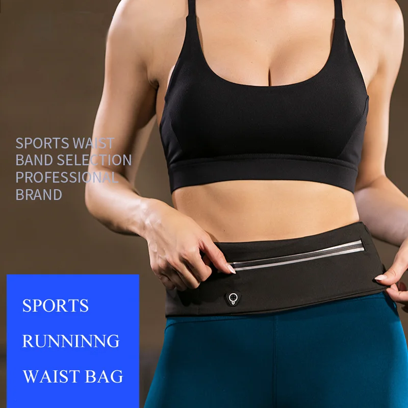 Unisex Camping Hiking Waist Bag Night Reflective Zipper Sports Fanny Pack Invisible Marathon Running Phone Bag with Key Buckle