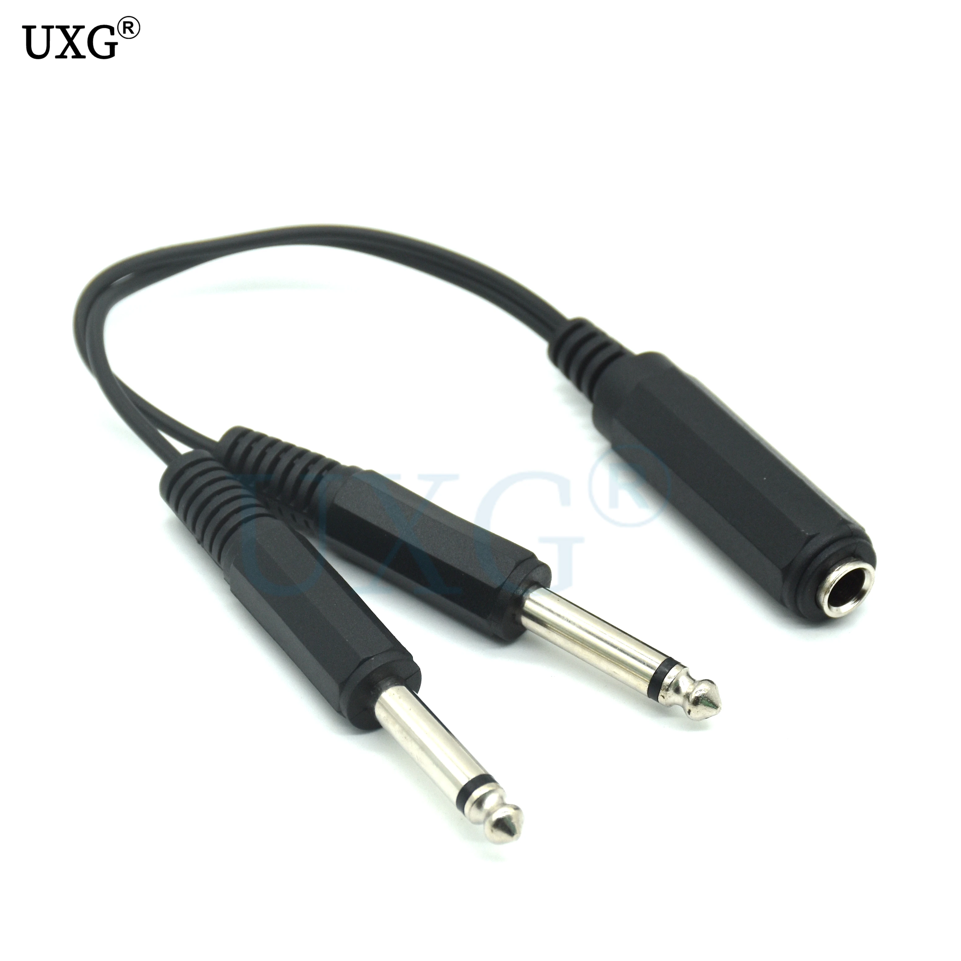 6.35mm 1/4 inch Stereo TRS Female to 2 Dual 6.35mm Mono TS Male Y Splitter adapter Cable