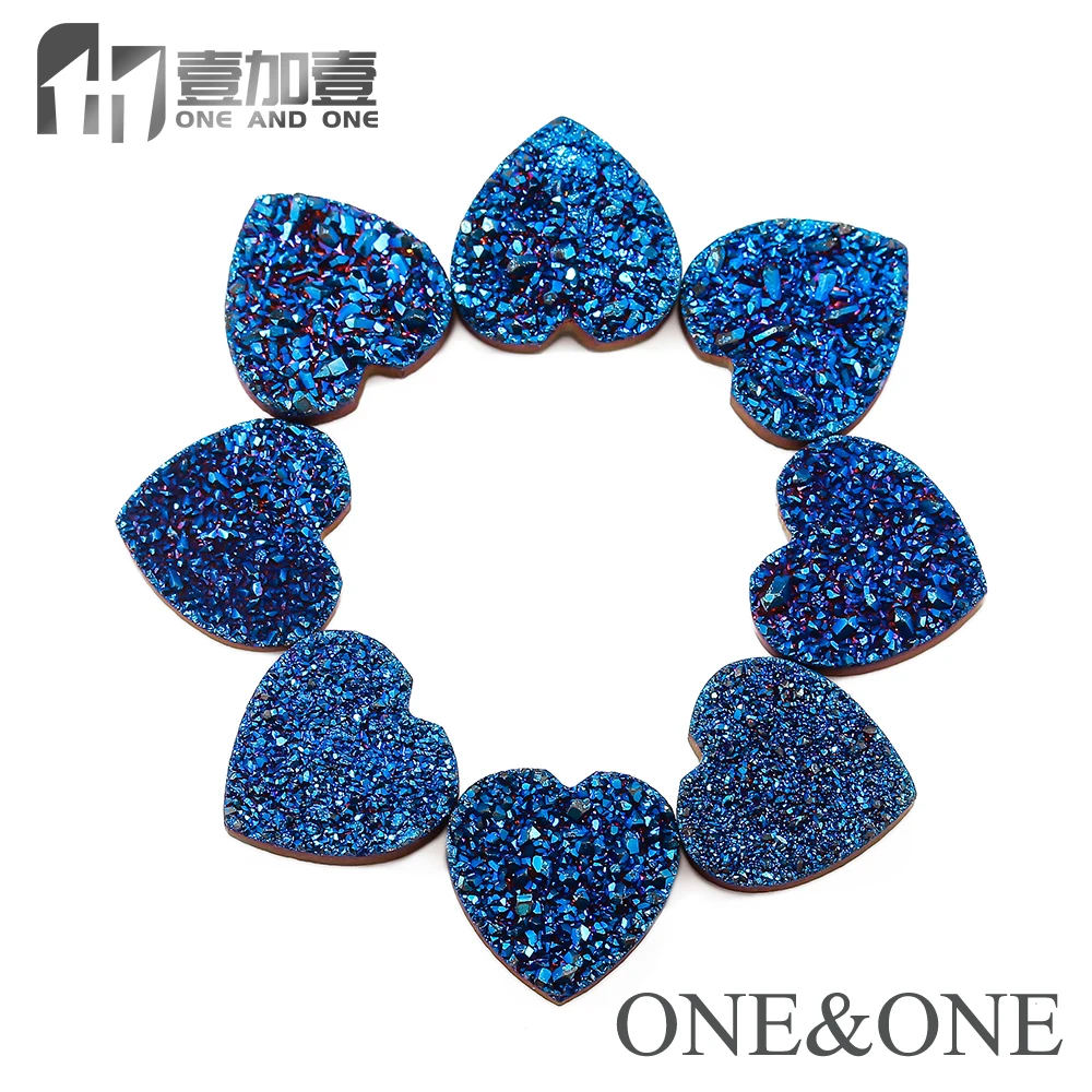 

EYIKA Love Heart Shape Multi Color Druzy Stone 10pcs/Lot Hot Selling Natural Drusy Opal Crystal Stone Beads Jewelry Accessories