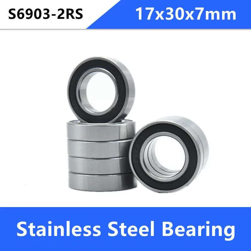 20pcs/lot ABEC-5 S6903-2RS S6903RS Stainless Steel bearing 17x30x7mm deep groove ball bearing 17*30*7mm 6903 2RS 6903-2RS 6903RS