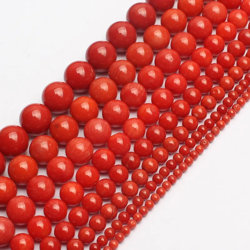 2/3/4/6/8mm AAA Natural Red Coral Stone Beads Round Loose Beads for Accessories Jewellery Making Diy Bracelet 15\