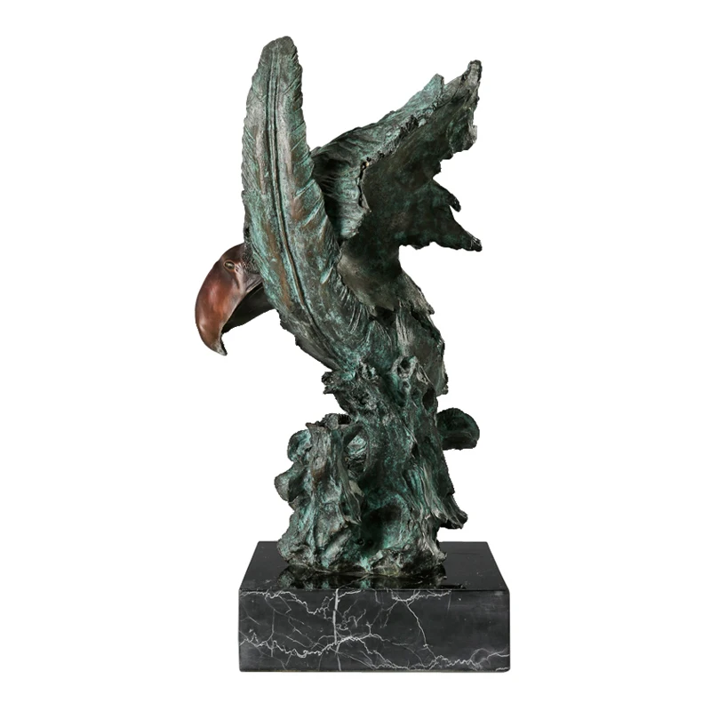 Eagle Head Statue Bronze Hawk Falcon Bust Sculpture Wildlife Animal Bird Figurine Green Office Desktop Decor Man Gifts view 6